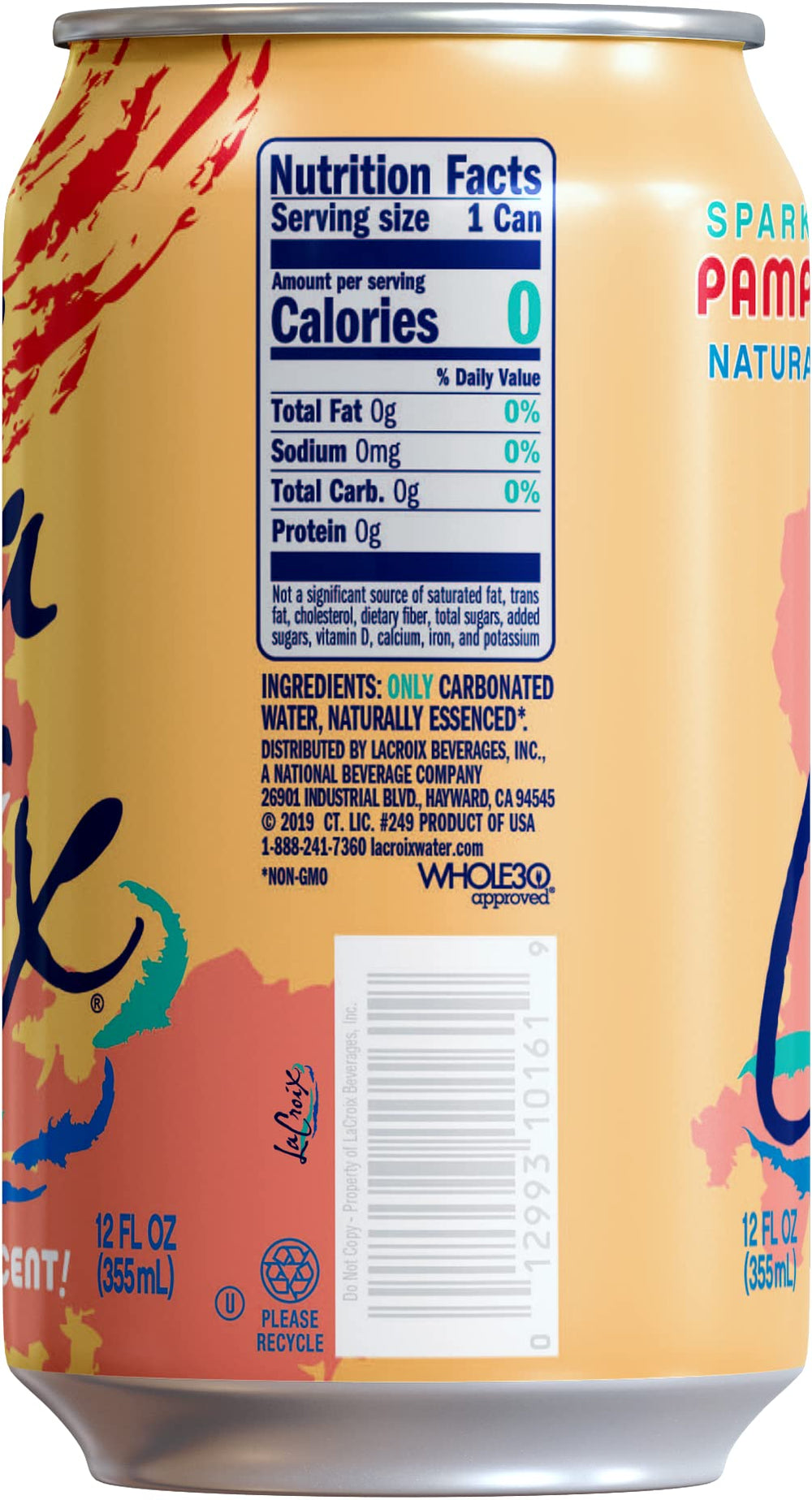 La Croix Grapefruit can close-up showing natural essences and aroma.