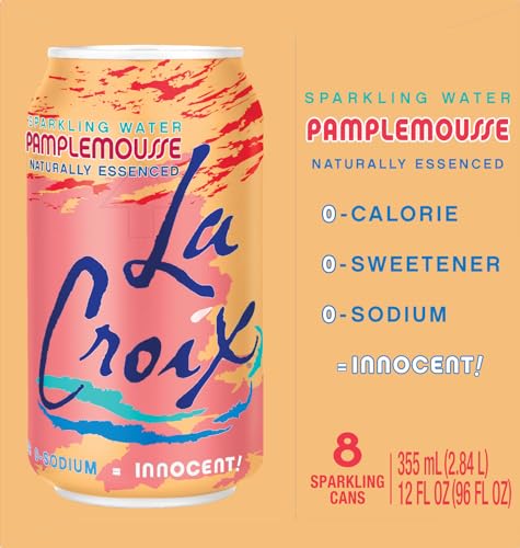 La Croix Grapefruit pack eight bottles, convenient and recyclable packaging.