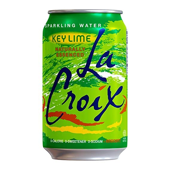 La Croix Key Lime label art signals gluten-free, sparkly hydration.