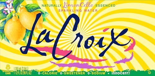 La Croix LimonCello glass with ice, vibrant bubbles for a refreshing break.