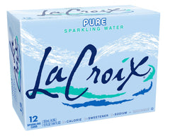La Croix Pure Sparkling Water 12-pack cans offer a refreshing calorie-free option.