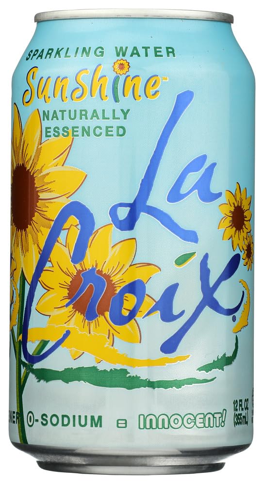 La Croix Sunshine citrus bubbles close-up for refreshing hydration.