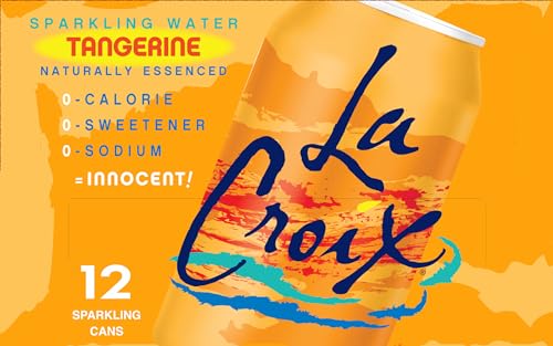 La Croix Tangerine bubbles close-up, aroma from natural essences