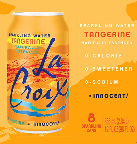 La Croix Tangerine glass with bubbles showcases a refreshing, flavor-forward experience