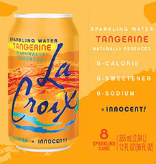 La Croix Tangerine glass with bubbles showcases a refreshing, flavor-forward experience