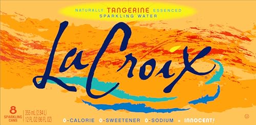 La Croix Tangerine label closeup highlights natural essences and bright citrus