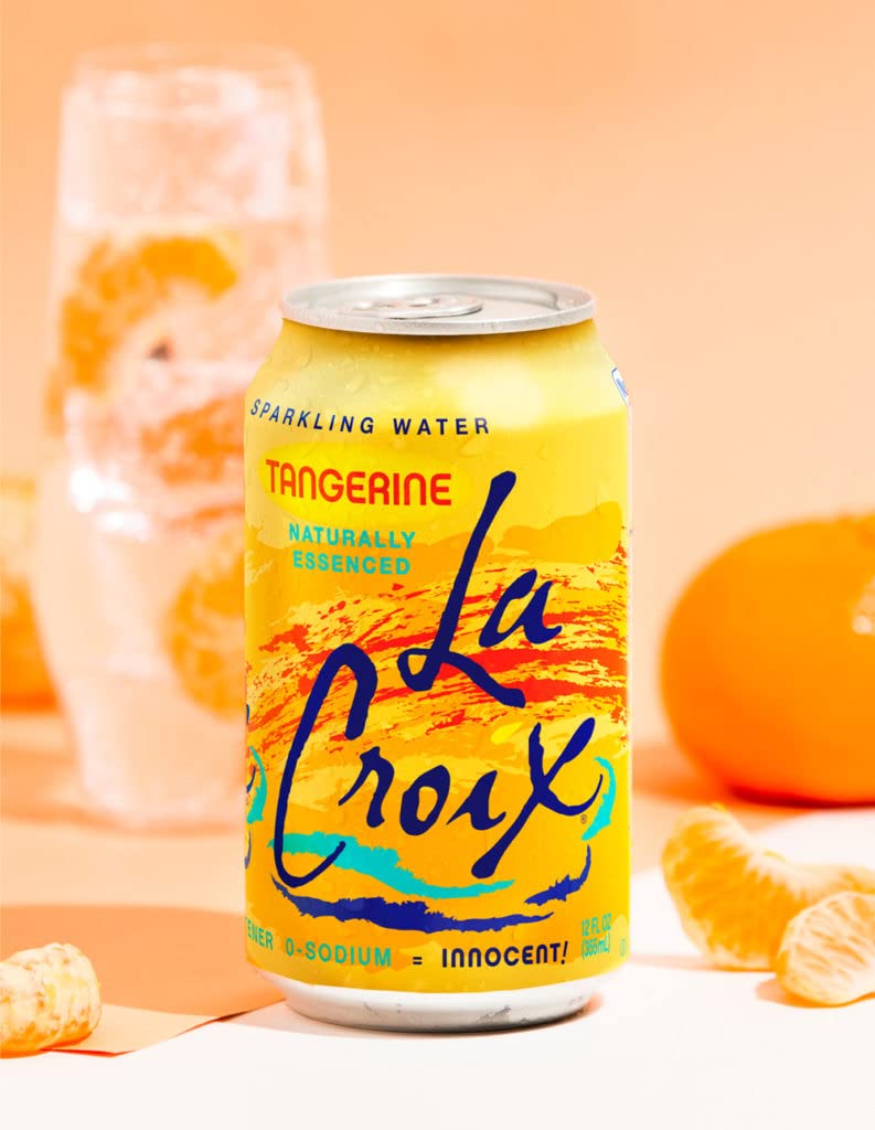 La Croix Tangerine 12-pack packaging, sustainable cans and BPA-free liner
