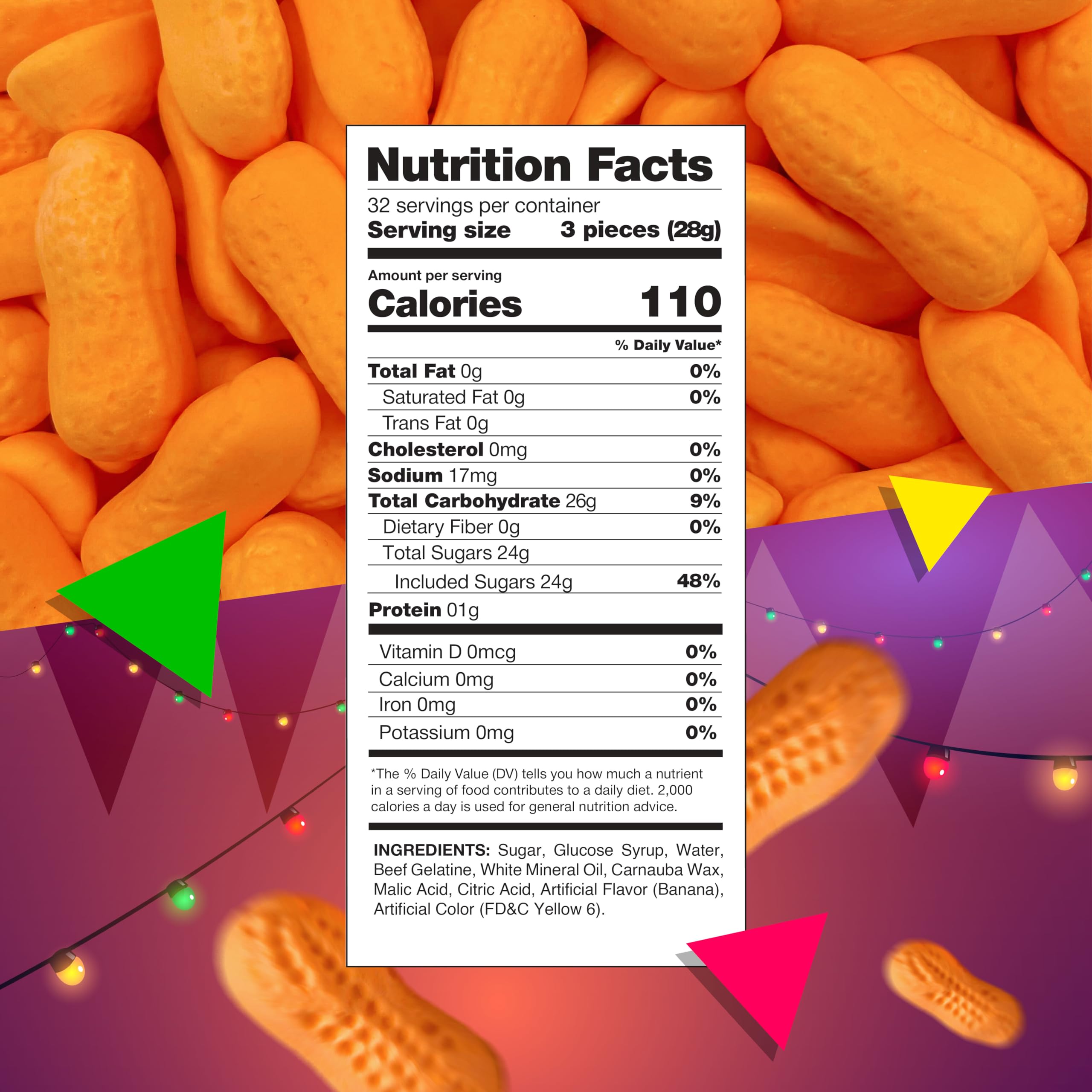 LAETAFOOD Banana-flavored Circus Peanuts, soft marshmallow candy ready for gifting