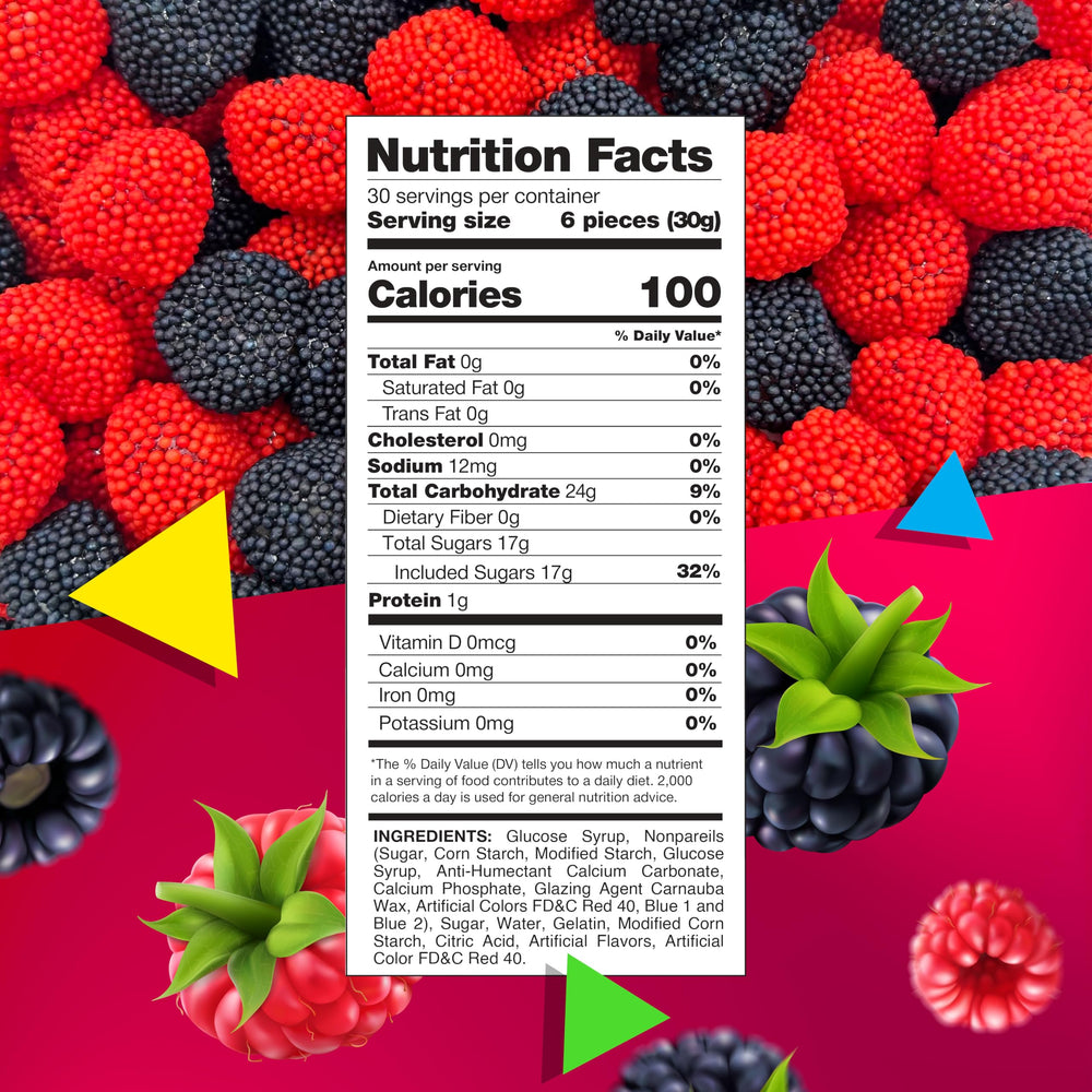 LAETAFOOD Berry Gummy Nonpareil Close-Up highlighting crunch and chewy centers.