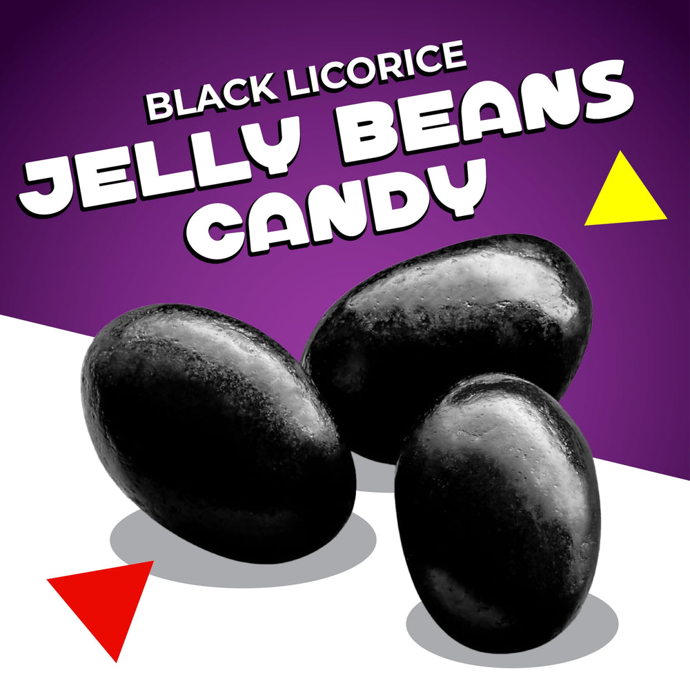 Packaging shot of LAETAFOOD black licorice jelly beans for gifting or storage.