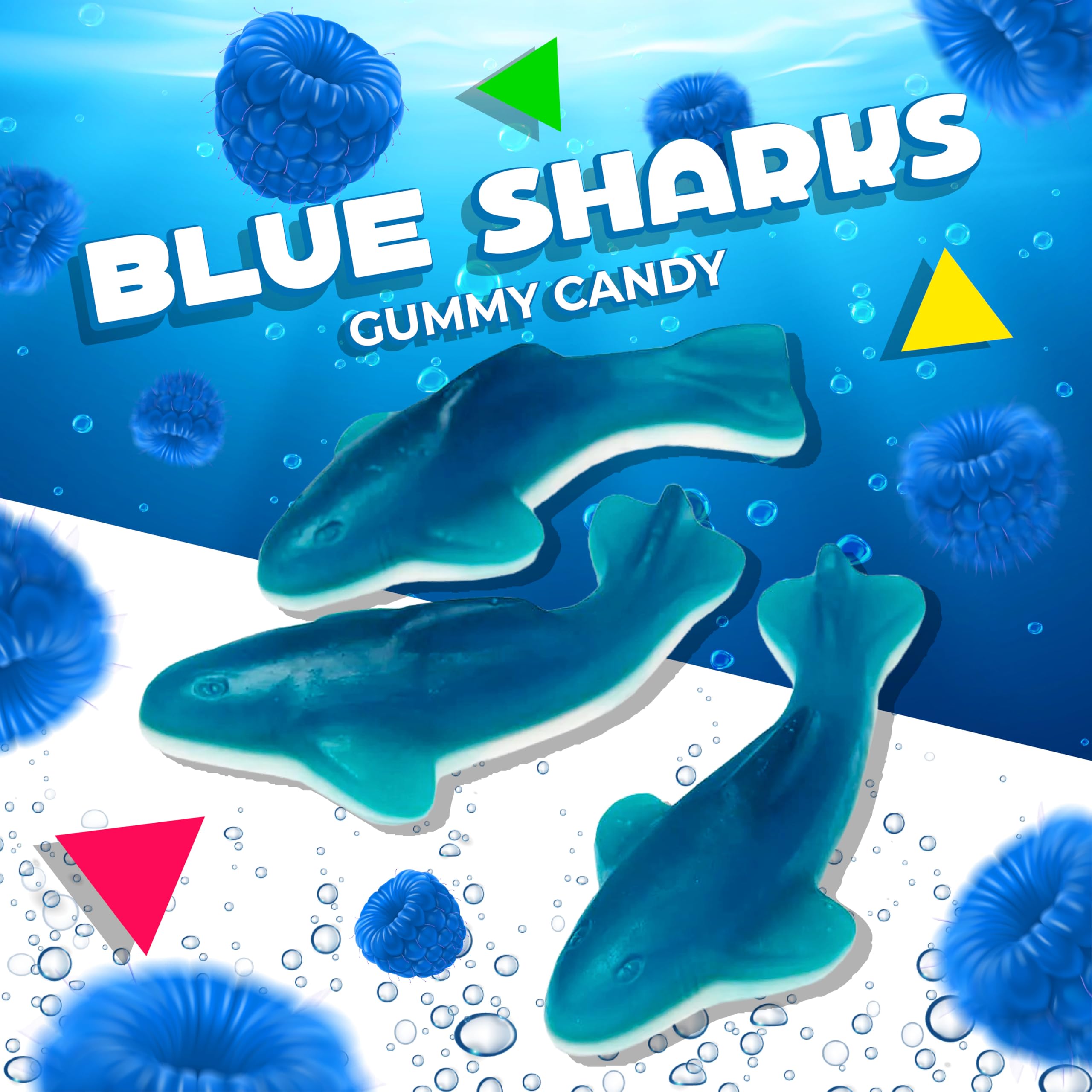 LAETAFOOD Blue Sharks gummies add color to desserts and treat displays