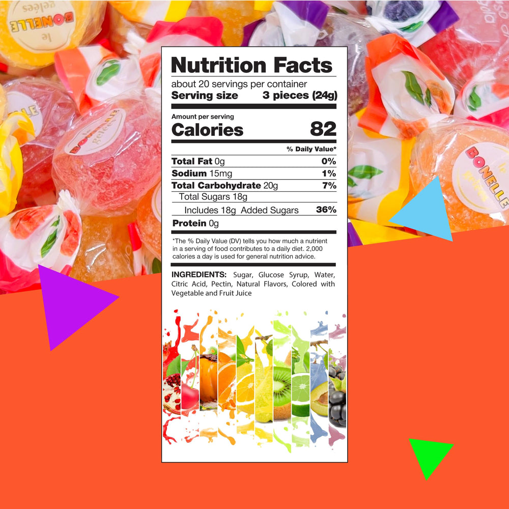 LAETAFOOD Bonelle packaging showing 1-pound bag and wrapped candies