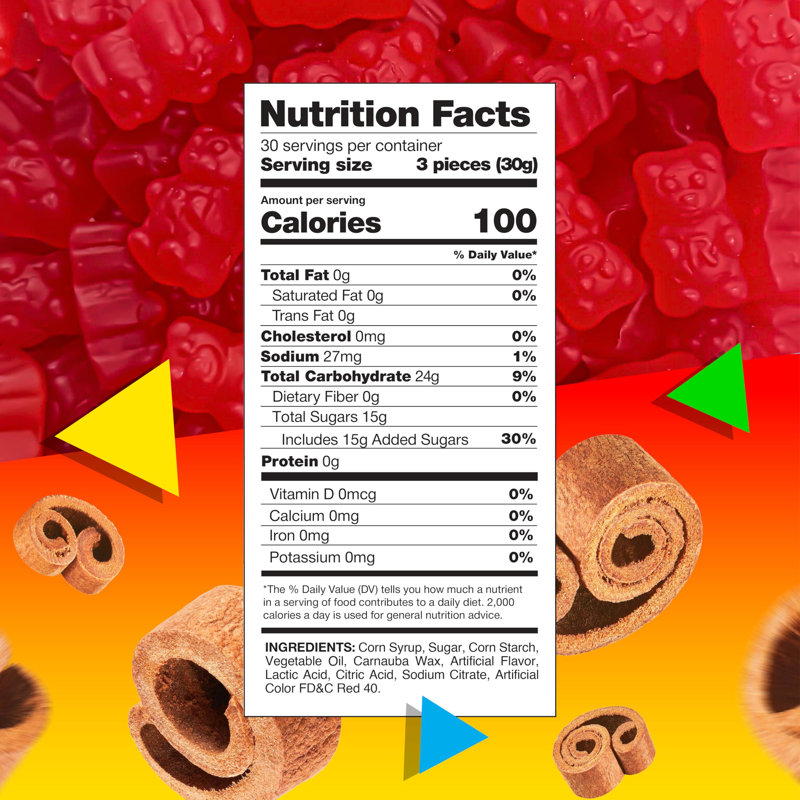 LAETAFOOD Cinnamon Bears 1-3 inch size for easy portioning.