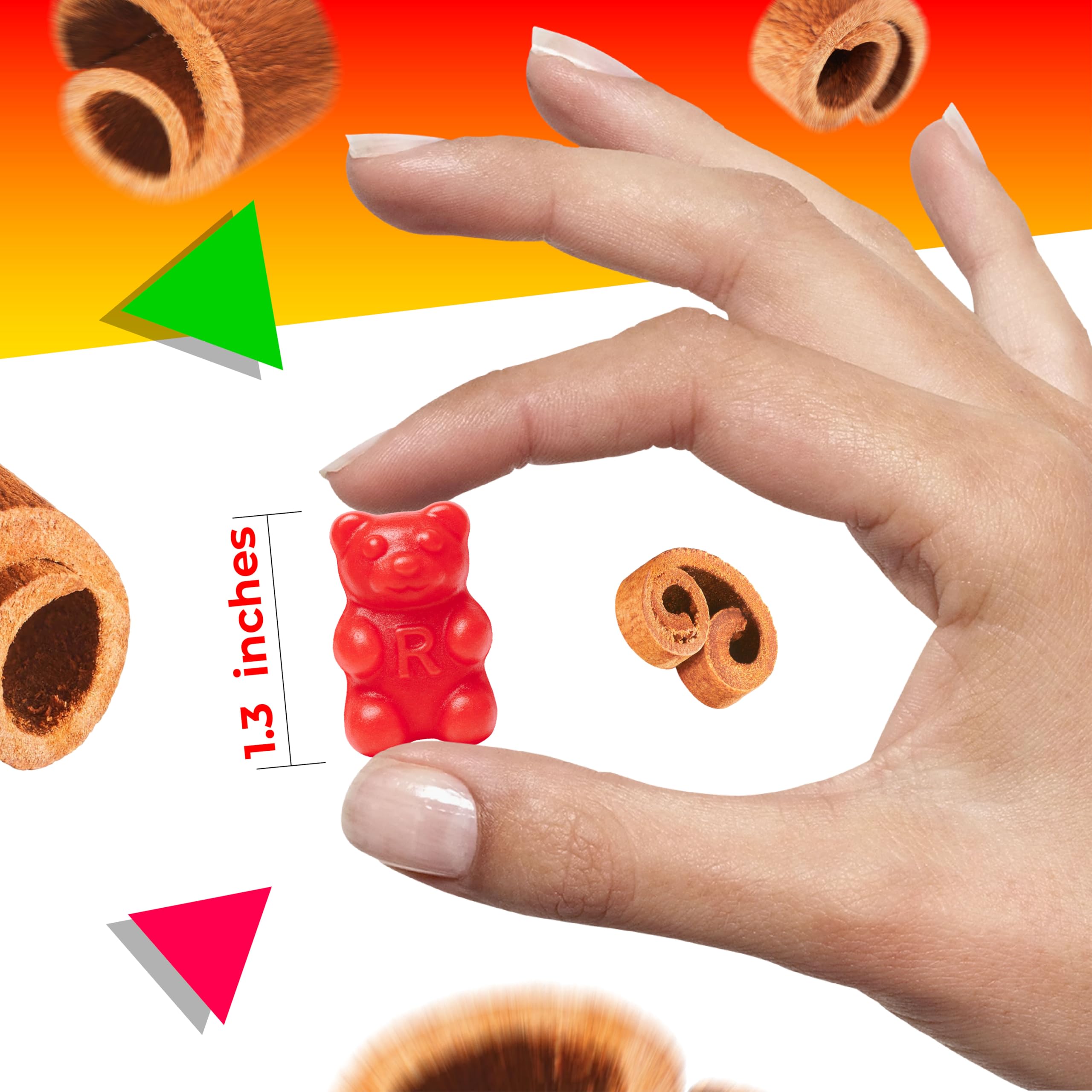 LAETAFOOD Cinnamon Bears used to decorate cakes for color and flavor.