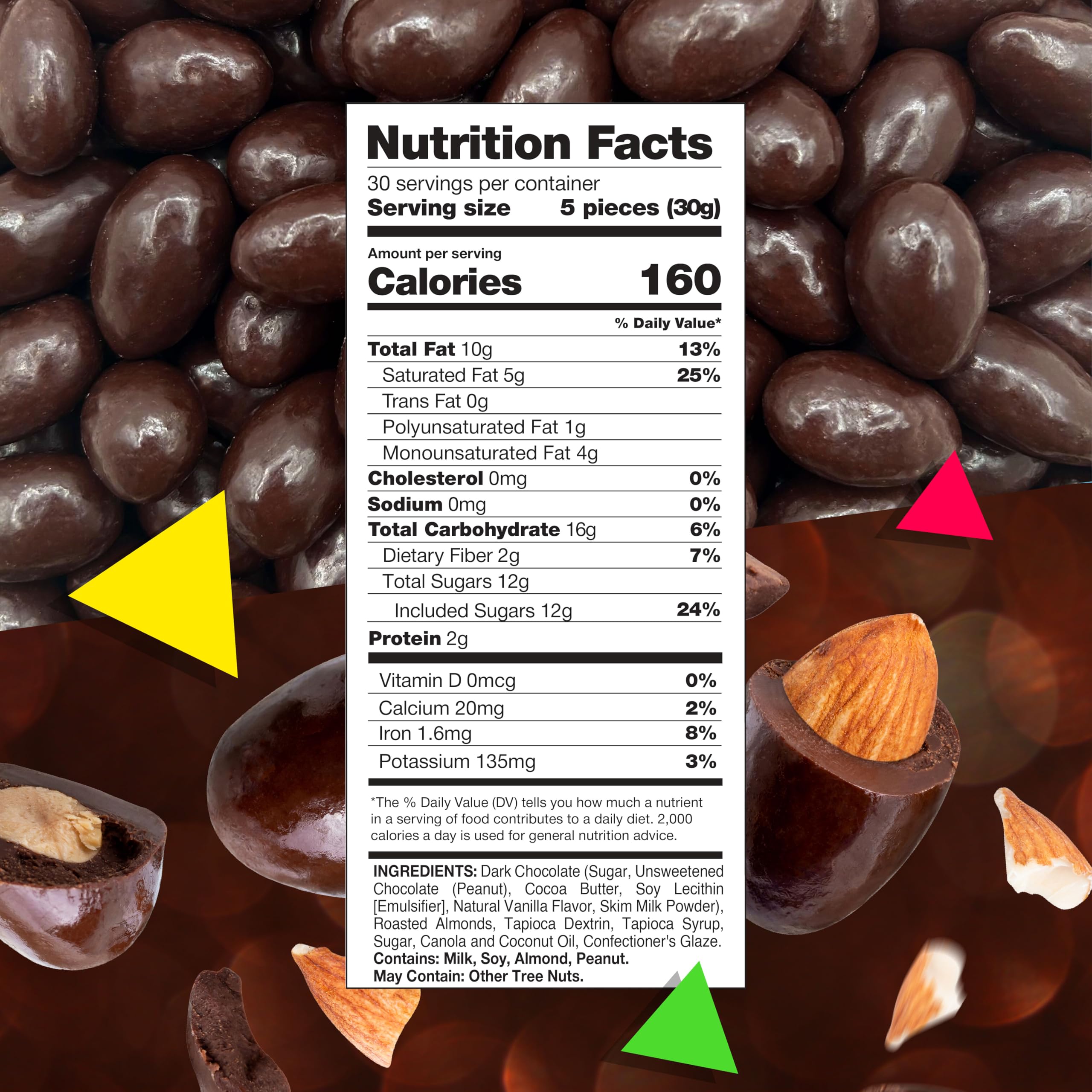 LAETAFOOD dark chocolate almonds in a bowl, ideal for polished office candy displays.