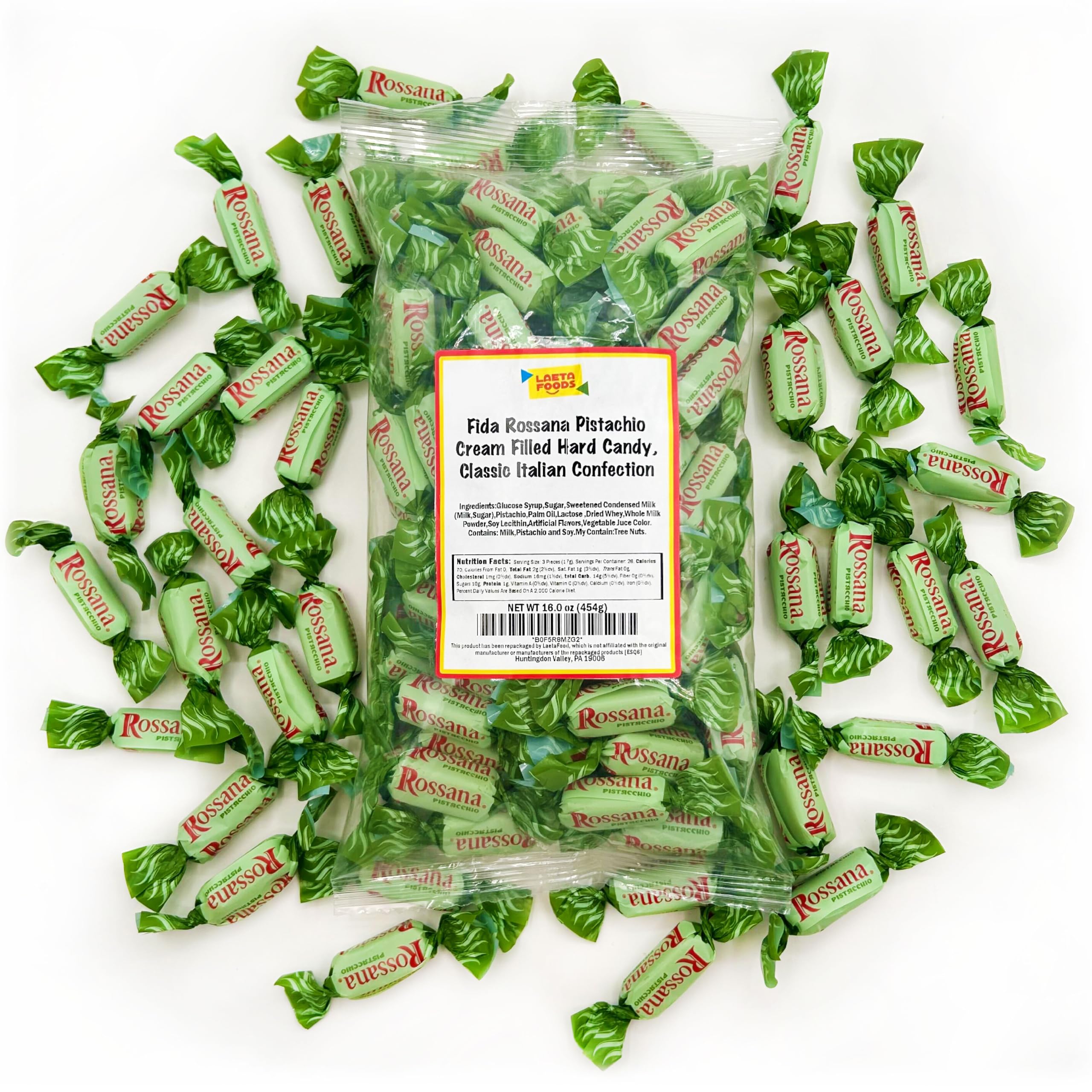 Laetafood Fida Rossana pistachio cream filled candies for wedding favors.
