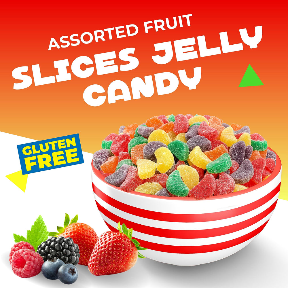 LAETAFOOD Fruit Slices Candy flavor mix with strawberry lemon grape and apple