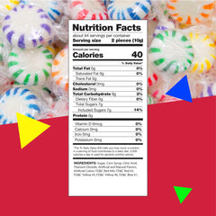 LAETAFOOD Fruit Starlights pinwheel stripe display highlights colorful candies for events.
