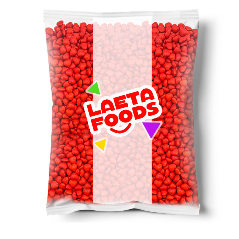 LAETAFOOD glossy red cinnamon hearts, perfect for dessert displays and bowls.