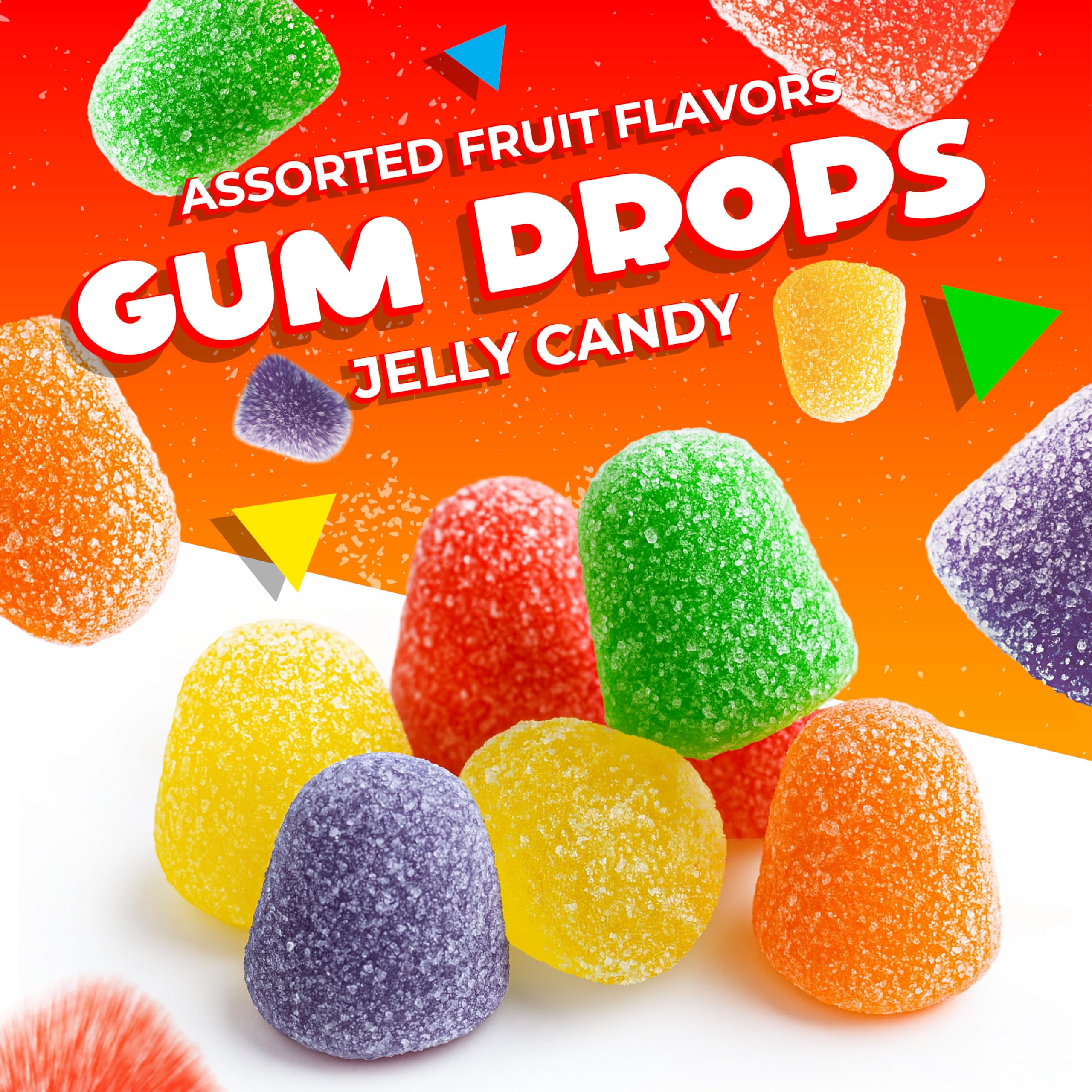 LAETAFOOD Gum Drops grape close-up emphasizes classic chew for party bowls