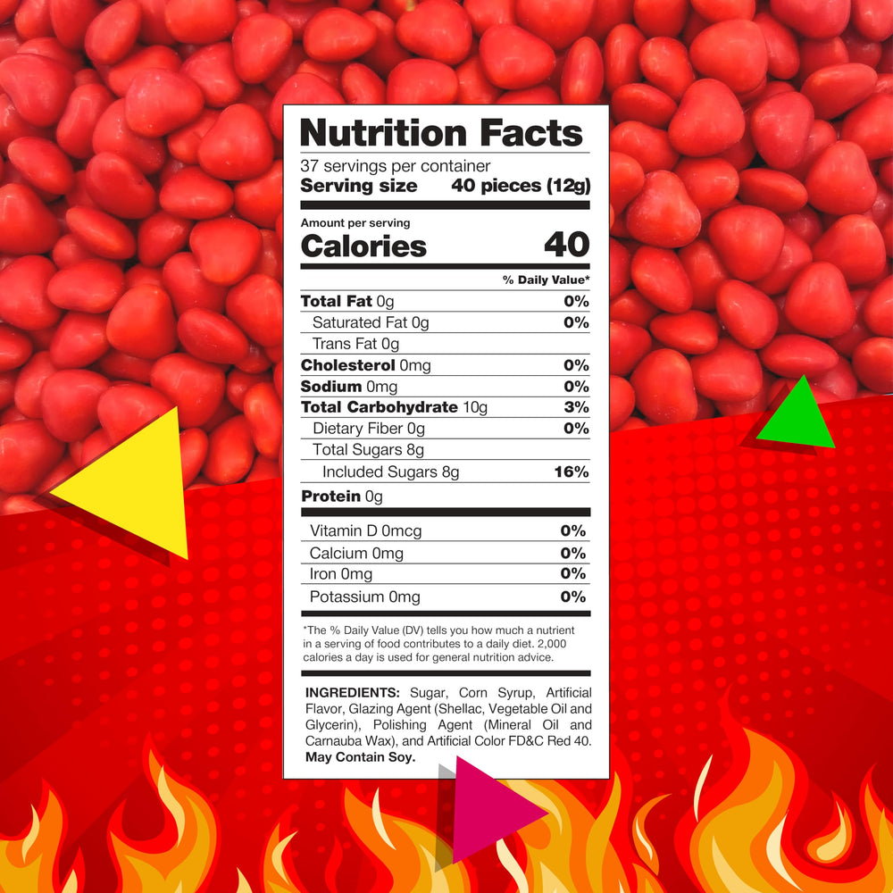 LAETAFOOD heart-shaped cinnamon candy, ideal for cookie decorating with bold color.