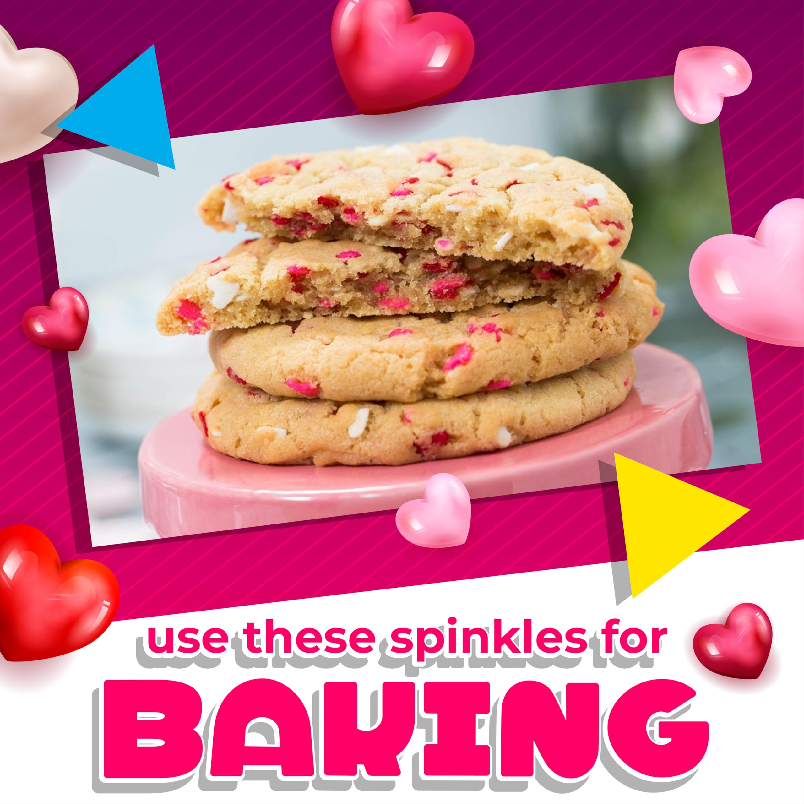 LAETAFOOD Heart Sprinkles used for cake borders and elegant decorations.