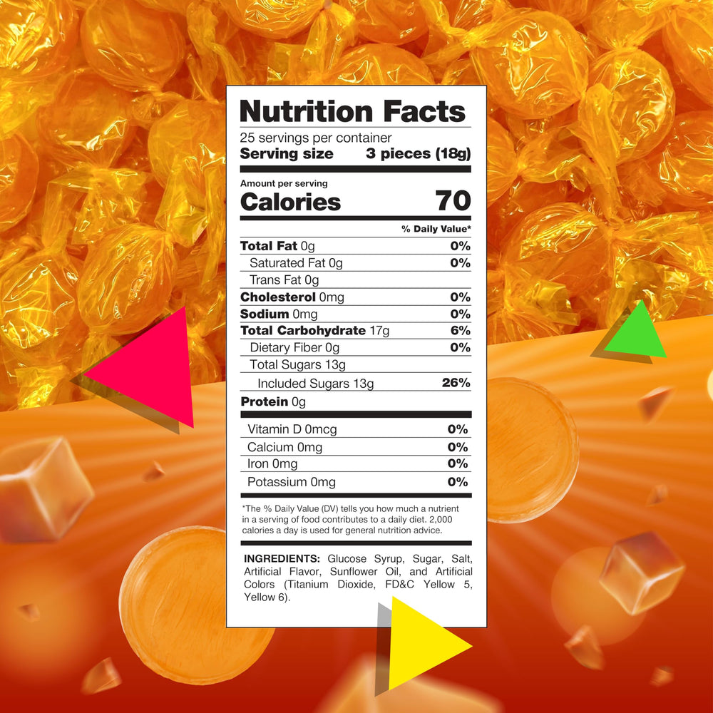 Individually wrapped LAETAFOOD butterscotch candies for gifting