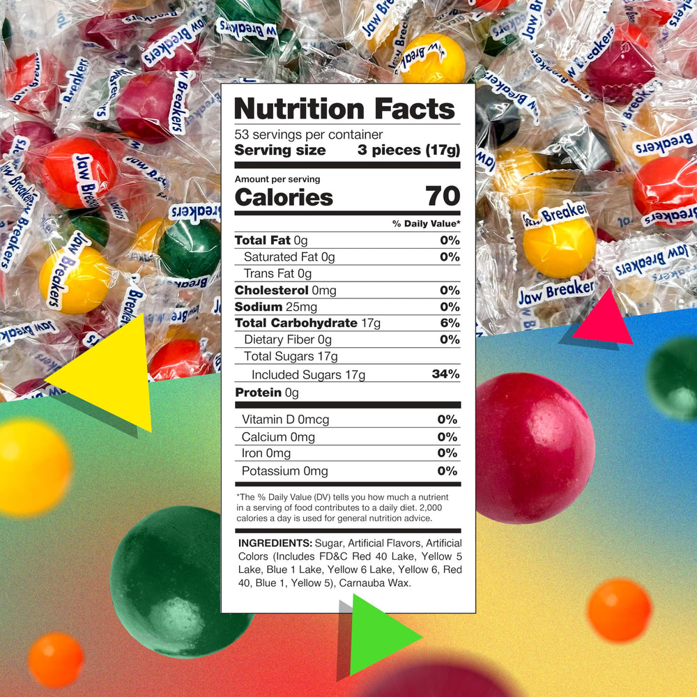 LAETAFOOD Jawbreakers colorful shells highlight fruity flavors and retro charm.