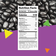 Close-up of LAETAFOOD jelly beans' smooth shells and bold licorice flavor