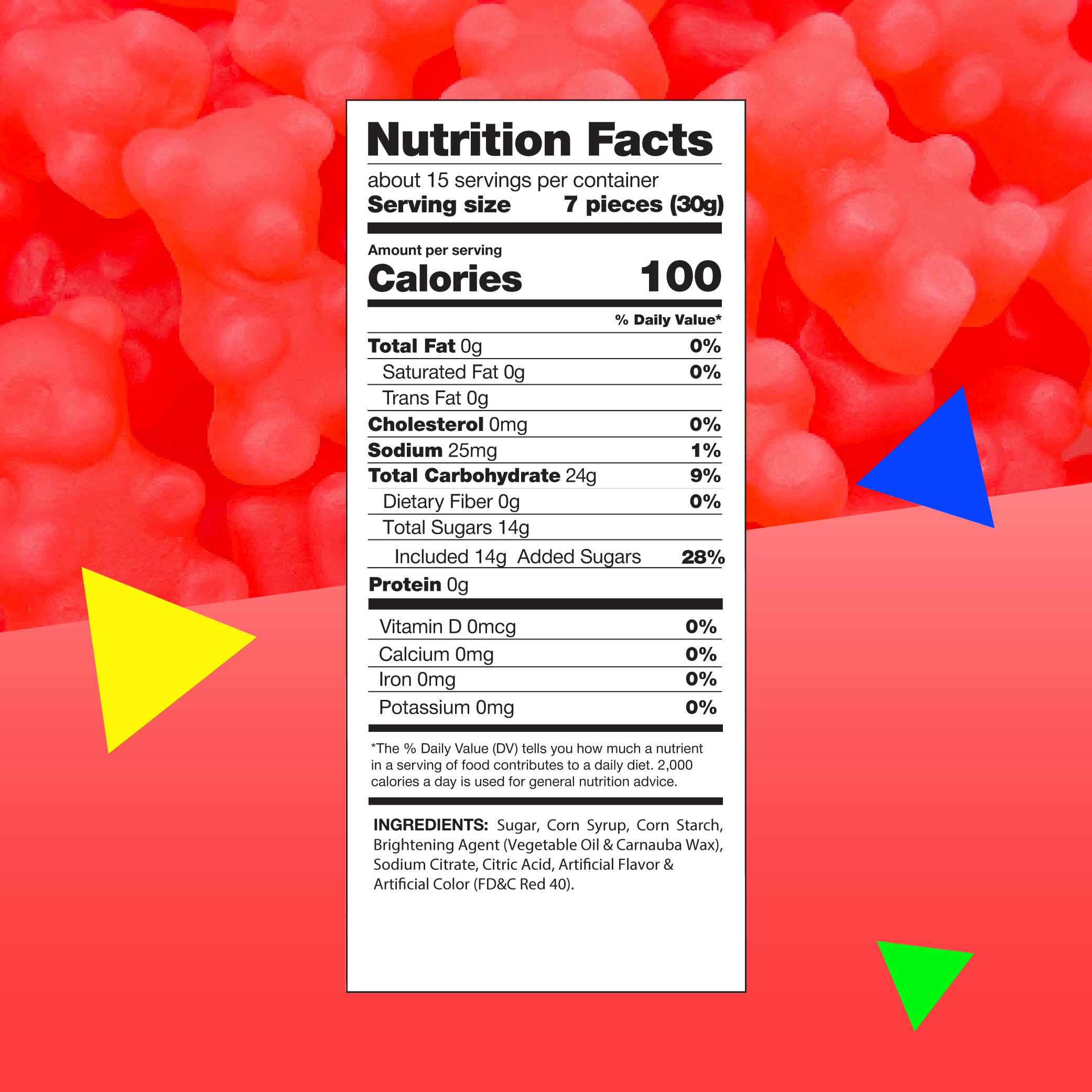 LAETAFOOD JuJu Bears red gummies close-up with fiery bite, perfect for playful dessert toppings.