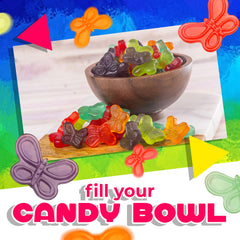 LAETAFOOD Mini Gummy Butterflies displayed on a party table brighten celebrations.