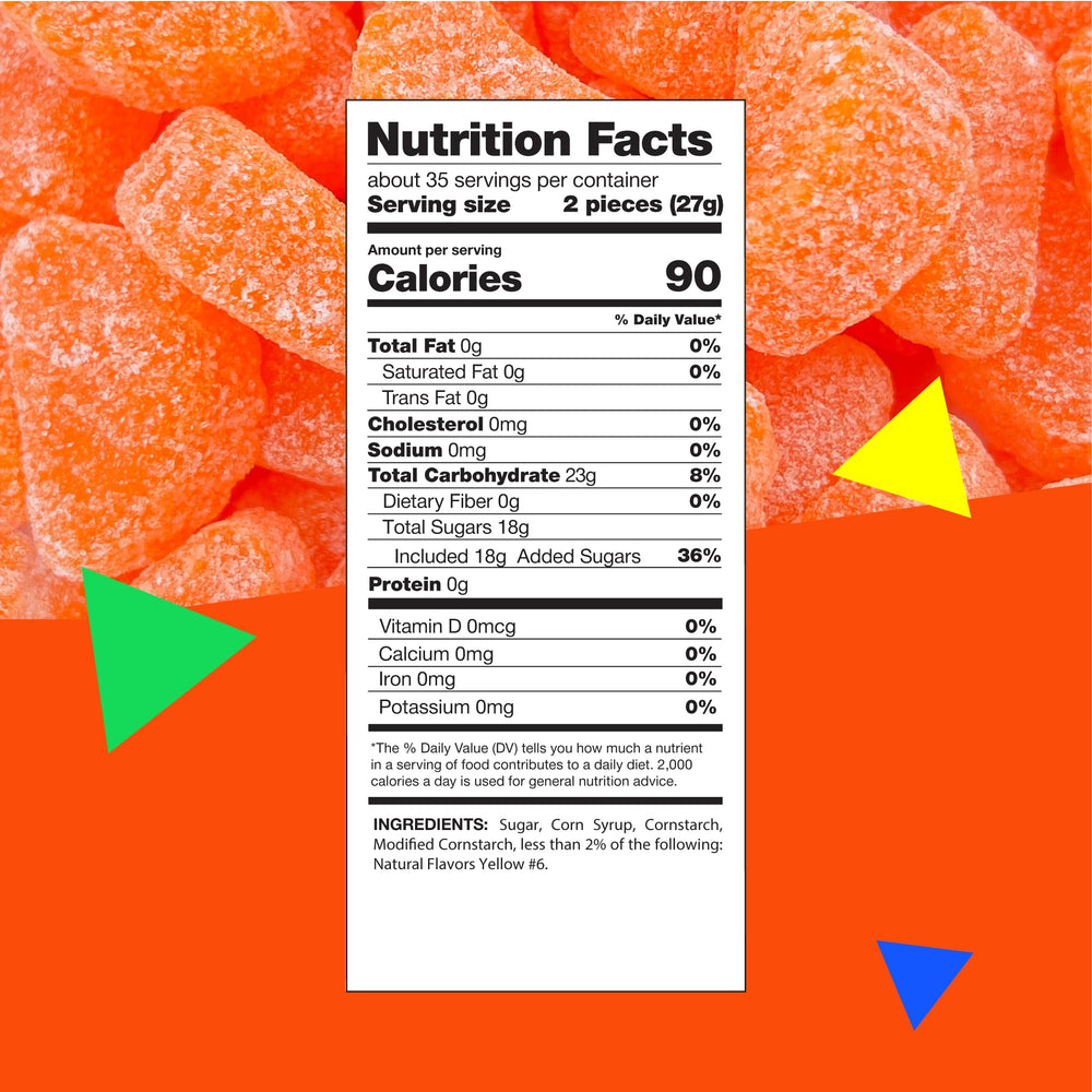 LAETAFOOD orange slices candy in a handful for quick snacking