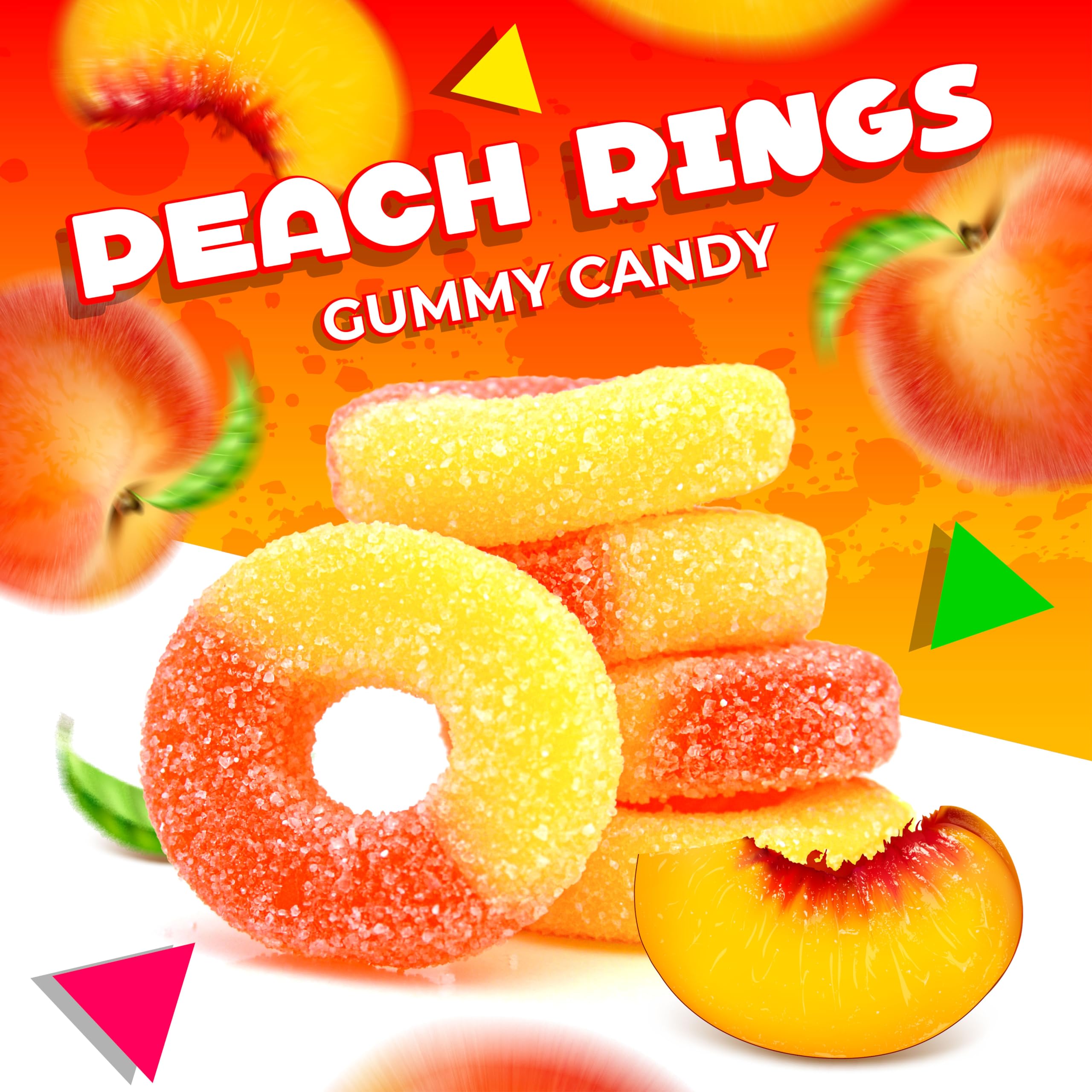 LAETAFOOD Peach Rings frozen for extra-chewy texture during desserts and snacks