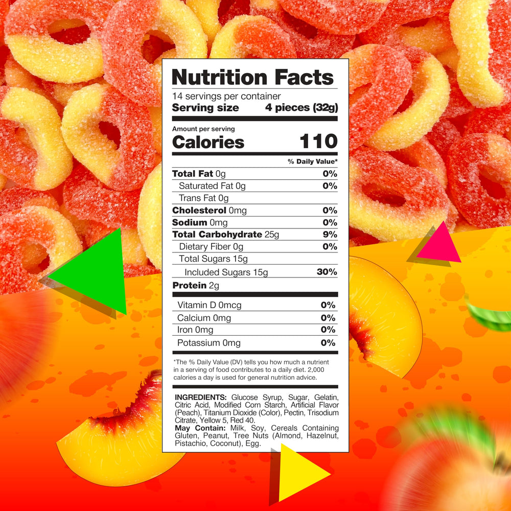 LAETAFOOD Peach Rings with glossy coating ideal for grab-and-go snacks