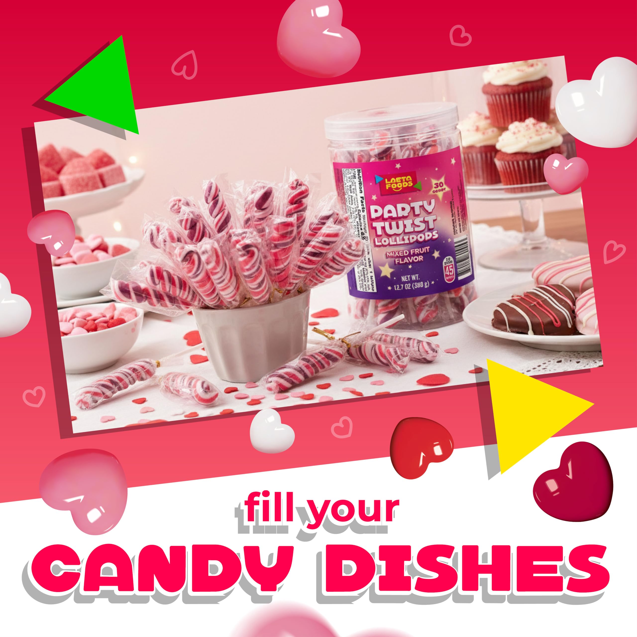 LAETAFOOD Princess party candy in pink lollipops for elegant settings.