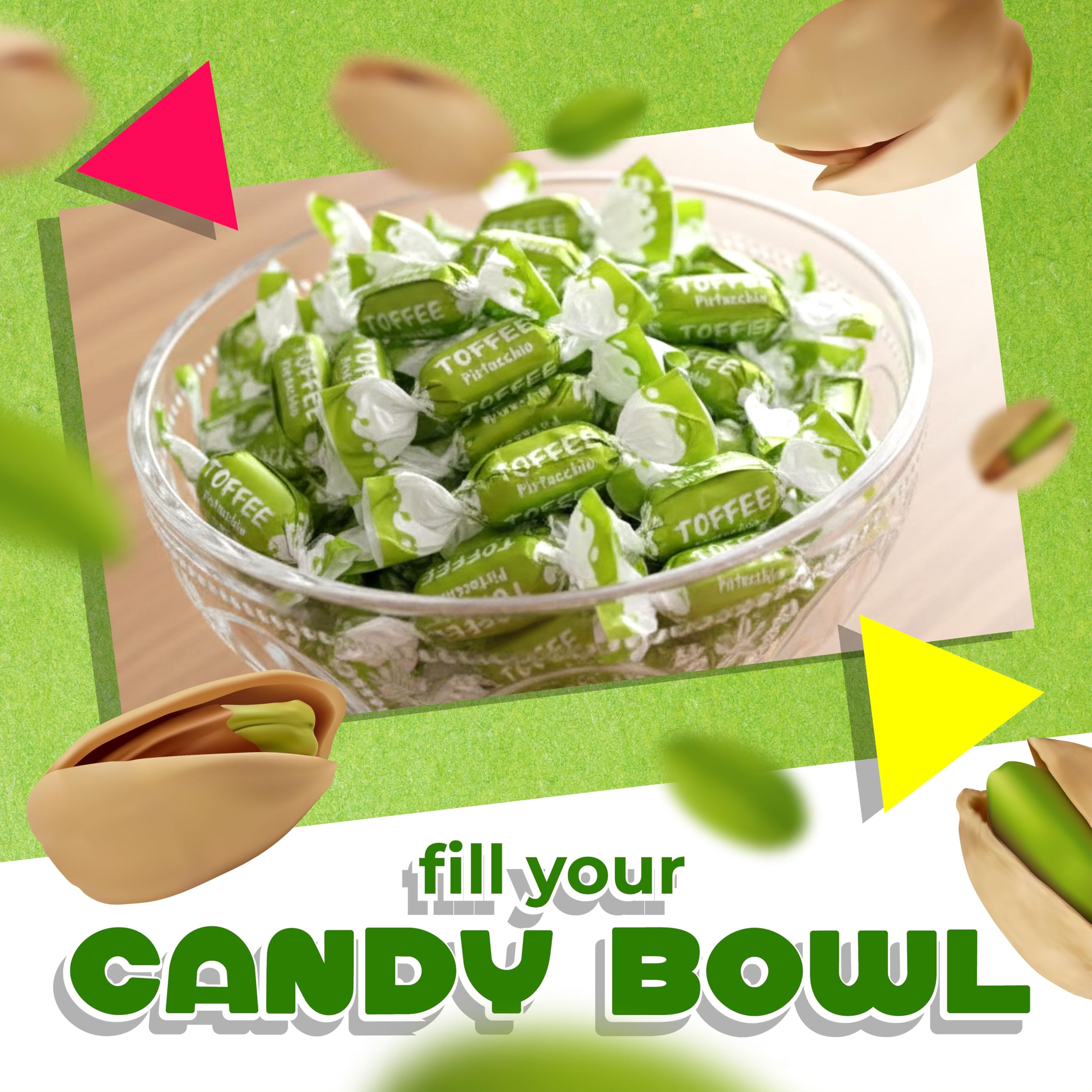 LAETAFOOD Rossana Pistachio Candy shown in an office candy bowl setup