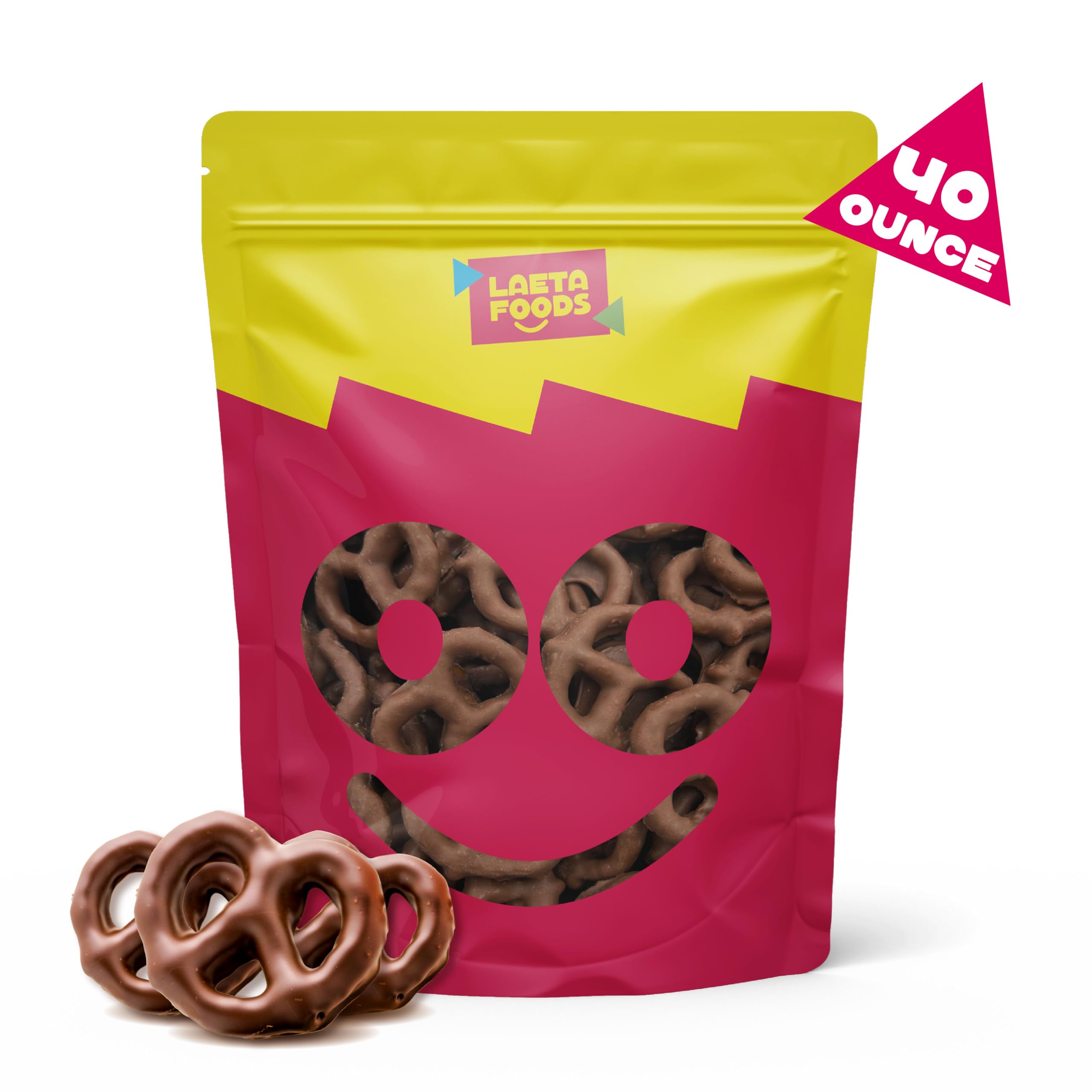 LAETAFOOD salted pretzels in chocolate coating on a platter