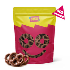 LAETAFOOD salted pretzels in chocolate coating on a platter
