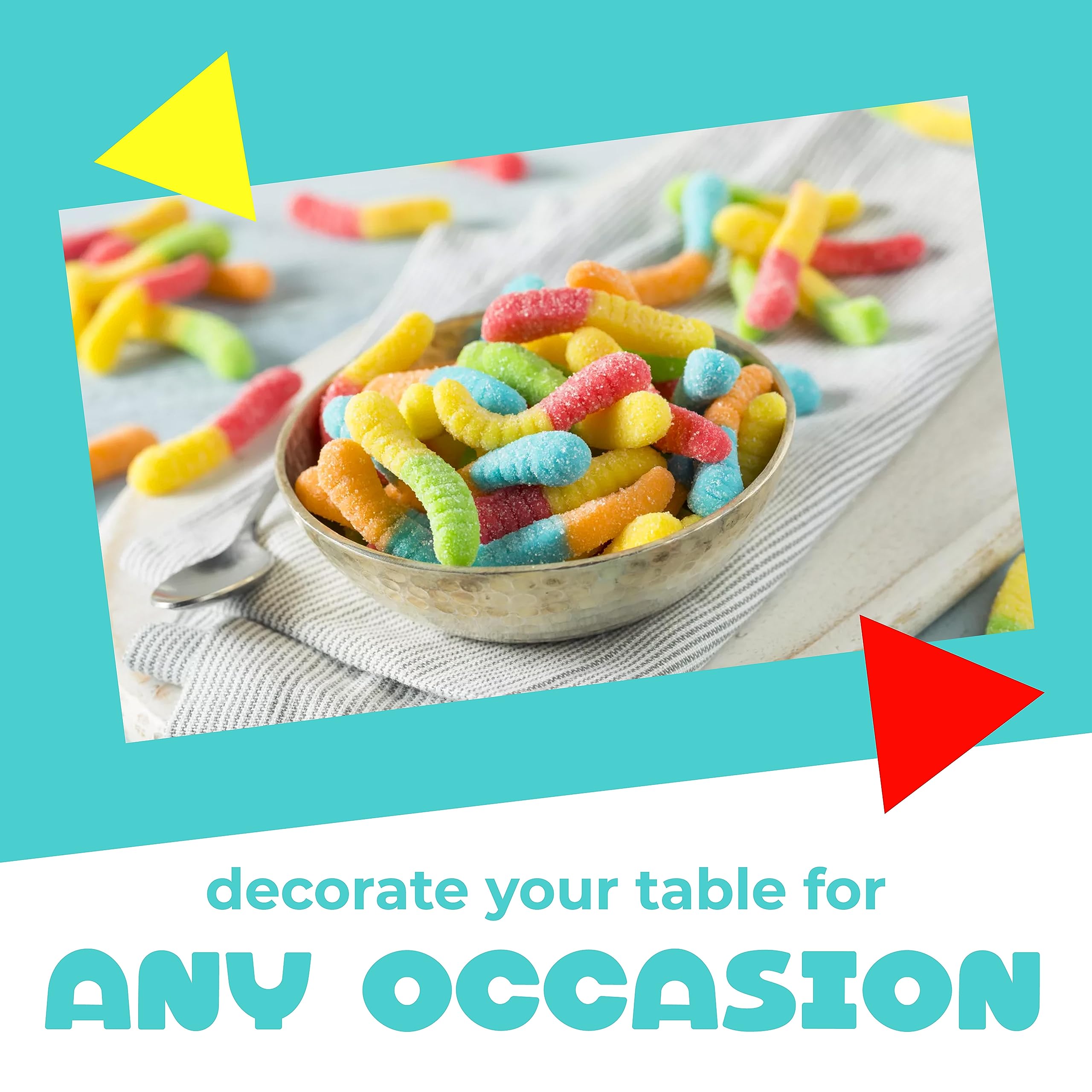 Laetafood sour gummy worms used as colorful dessert toppings