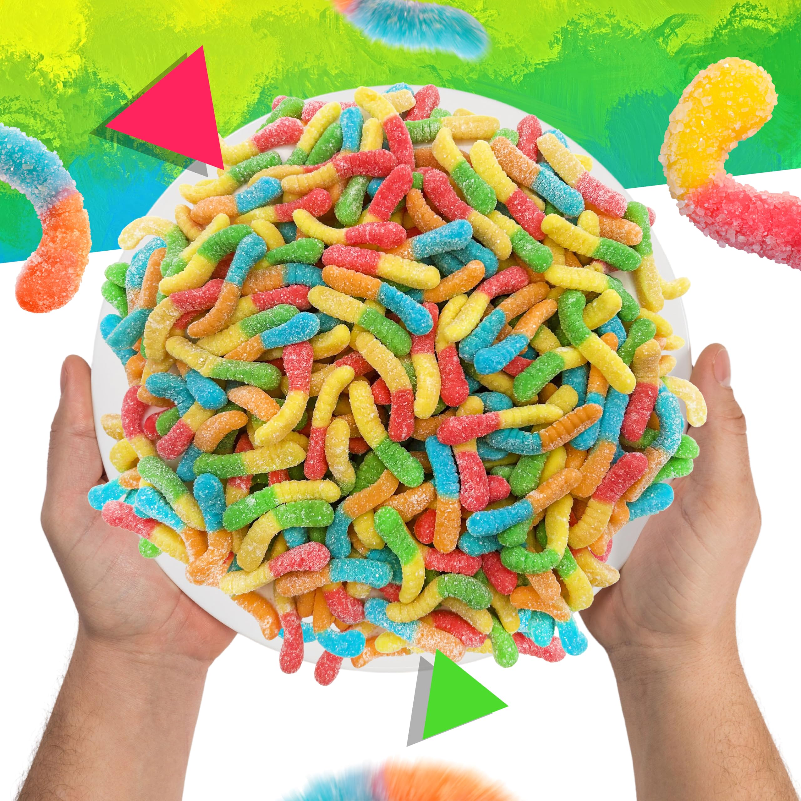 LAETAFOOD neon gummies brighten any buffet setup.