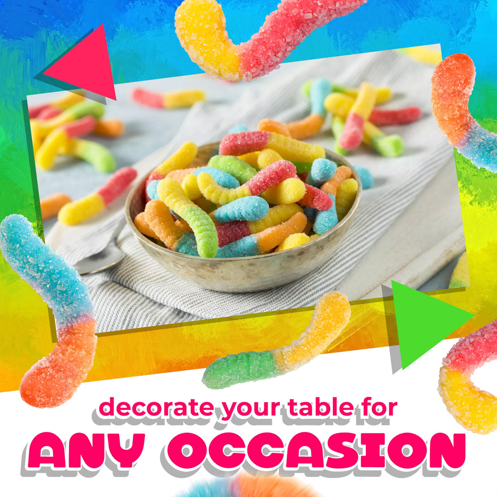 LAETAFOOD Sour Neon Gummy Worms ideal Easter egg fillers and party favors.