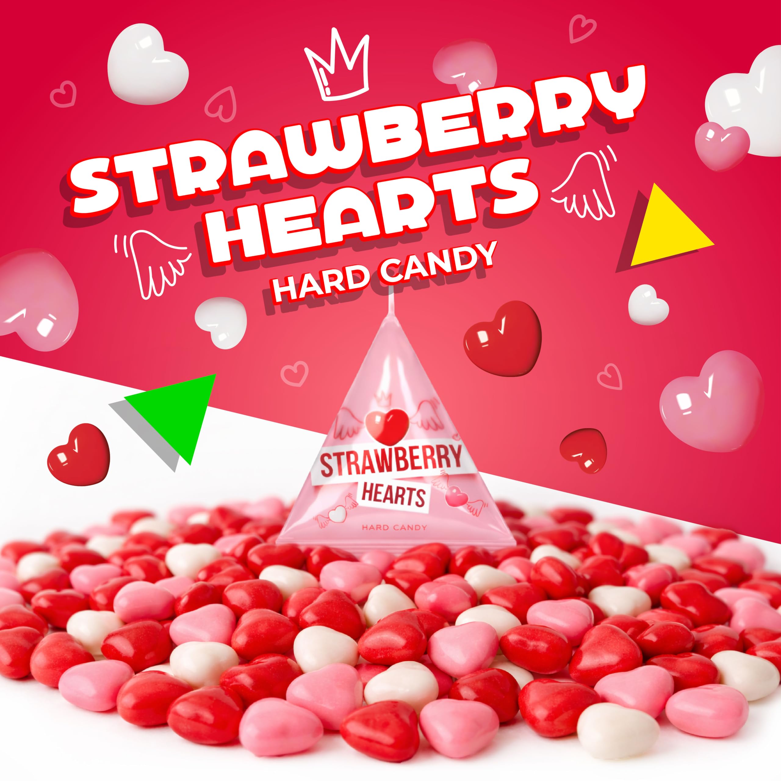 LAETAFOOD Strawberry Hearts offer a crisp hard candy crunch.