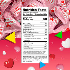 LAETAFOOD Strawberry Hearts with pyramid pouches, ideal for classroom treats and party favors.
