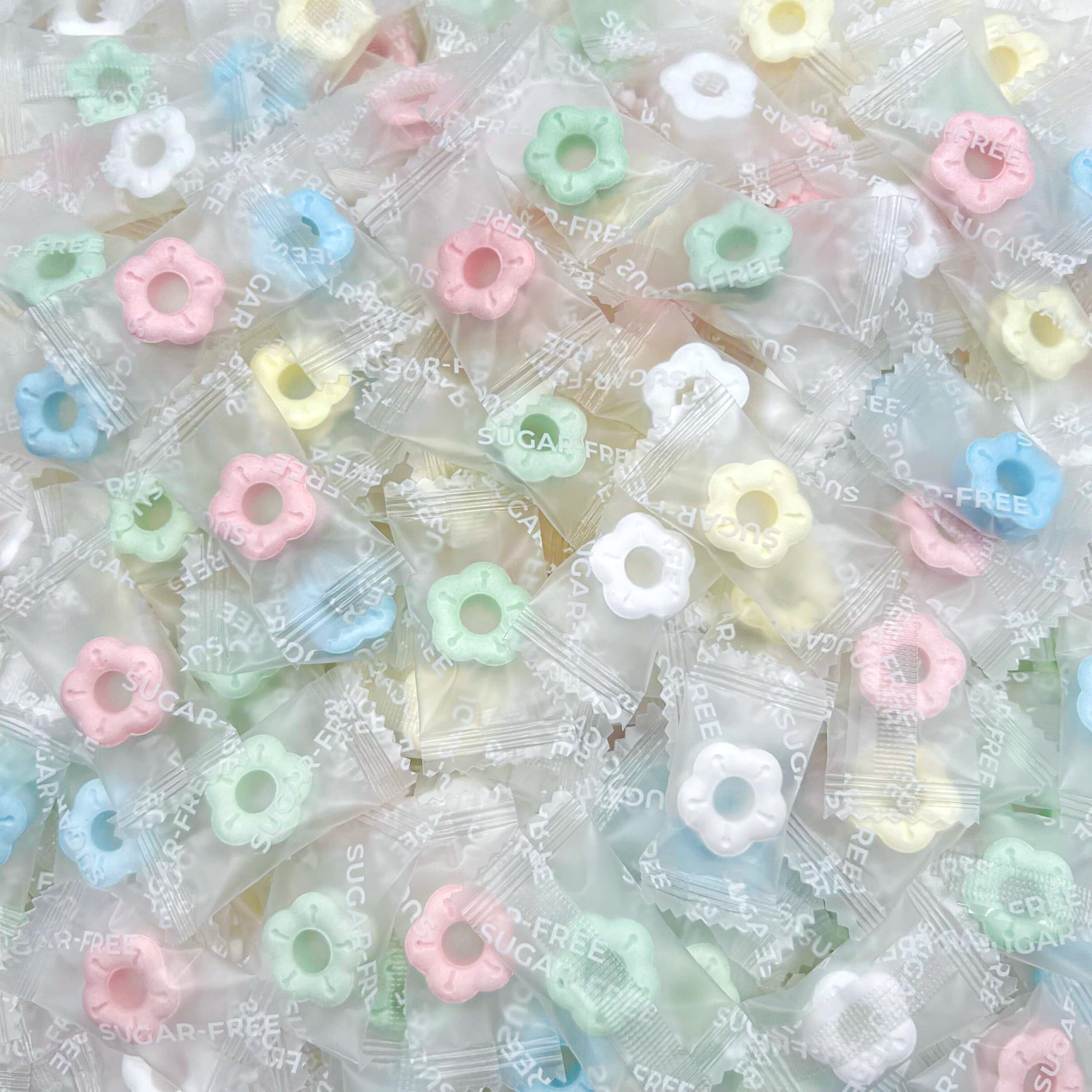LAETAFOOD sugar free flower mints 1 lb bag ideal for office bowls and guest receptions.