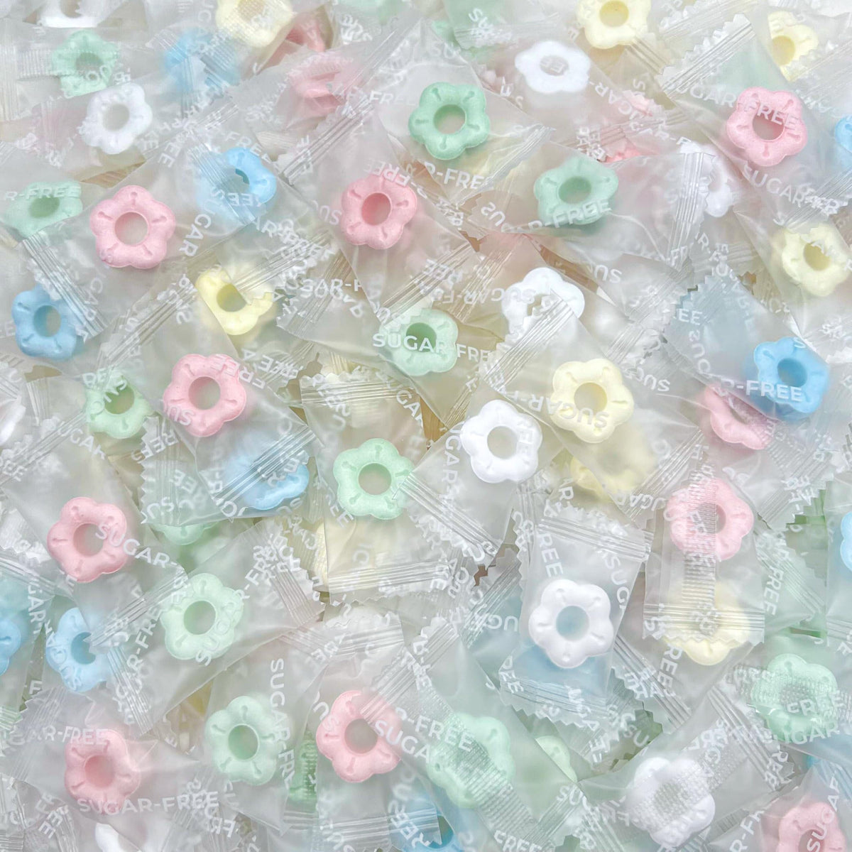LAETAFOOD sugar free flower mints 1 lb bag ideal for office bowls and guest receptions.