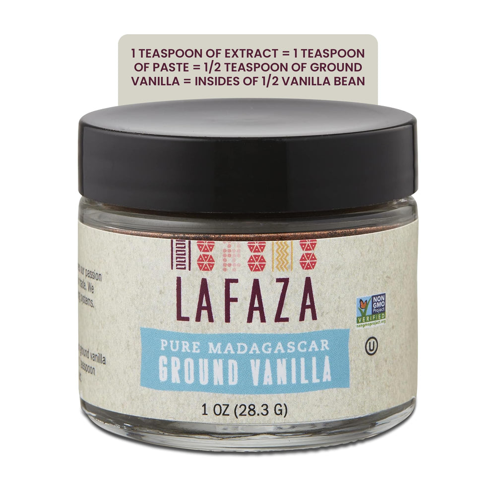 LAFAZA vanilla powder shelf-life info hints at long-lasting flavor in pantry.