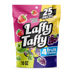 Laffy Taffy assorted mini bars in stand-up bag for convenient sharing.
