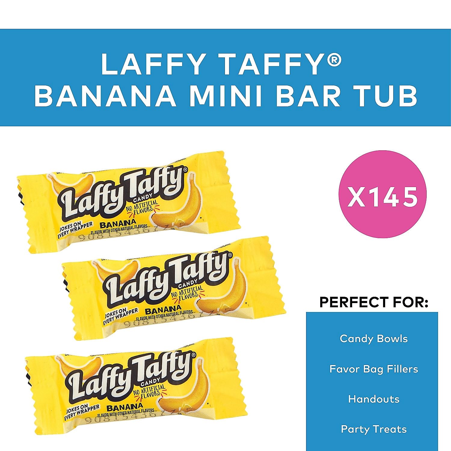 Laffy Taffy Banana mini-bar close-up showing chewy texture and fruity flavor.