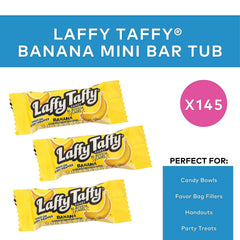 Laffy Taffy Banana mini-bar close-up showing chewy texture and fruity flavor.