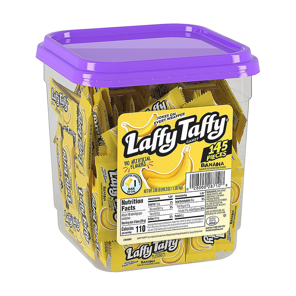 Laffy Taffy Banana mini-bar packaging highlighting bulk shareable treats.